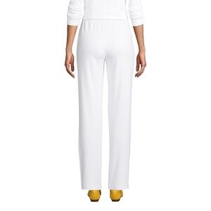 Lands End Womens Pants L Large TALL Sport Knit Straight Leg High Waist White